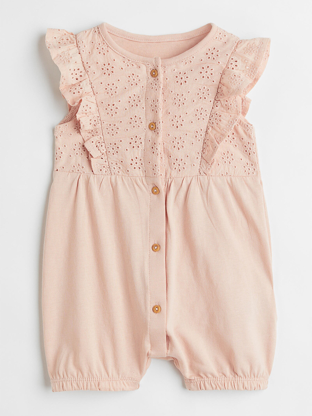

H&M Girls Pink Flounce-Trimmed Romper Suit