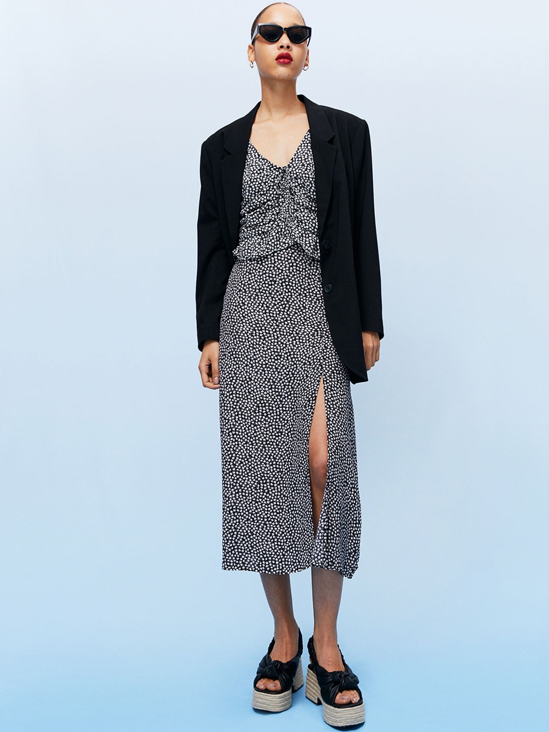 

H&M Women Black Printed Viscose Skirt