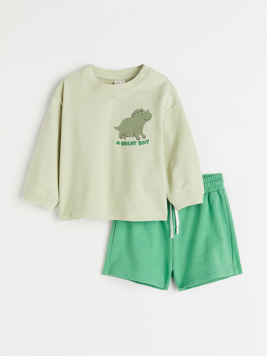 

H&M Boys Green 2-Piece Cotton Sweatshirt Set