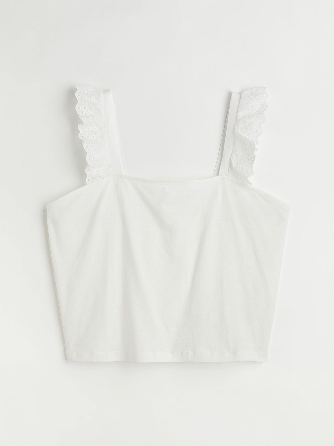 

H&M Women White Flounce-trimmed Plus size Cotton Top