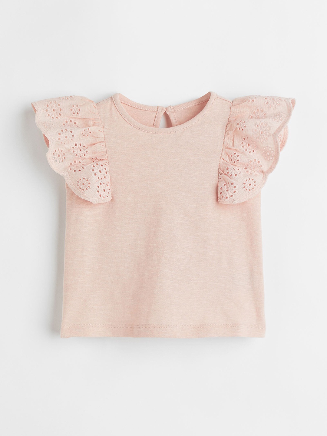 

H&M Girls Pink Flounce-Trimmed Jersey Top