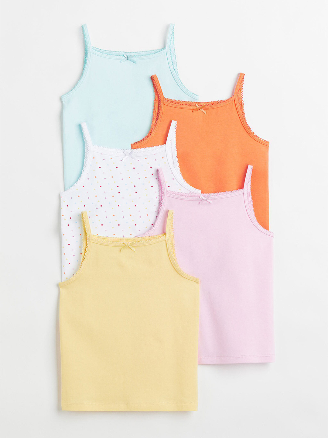 

H&M Girls 5-Pack Jersey Vest Tops, Yellow