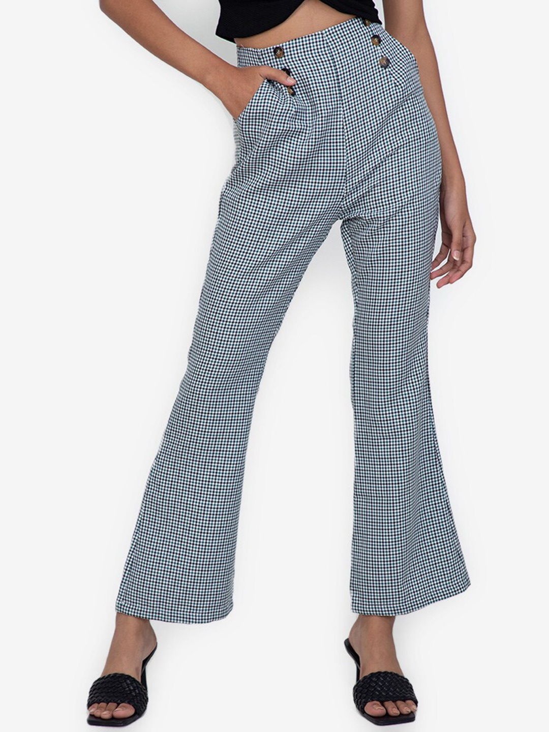 

ZALORA BASICS Women White Checked Trousers