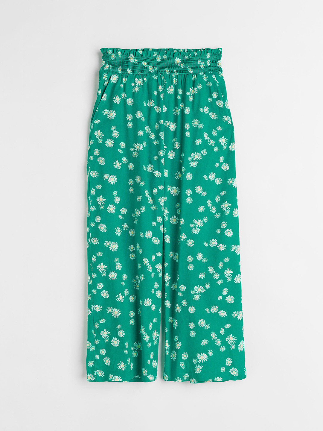 

H&M Girls Green & White Printed Wide Trousers