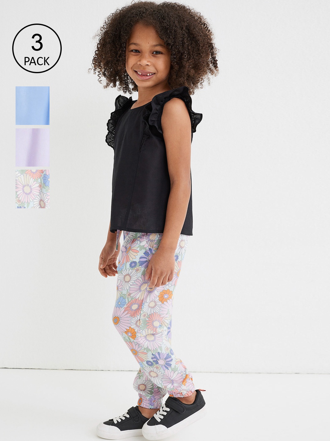 

H&M Girls 3-Pack Printed Joggers, Blue