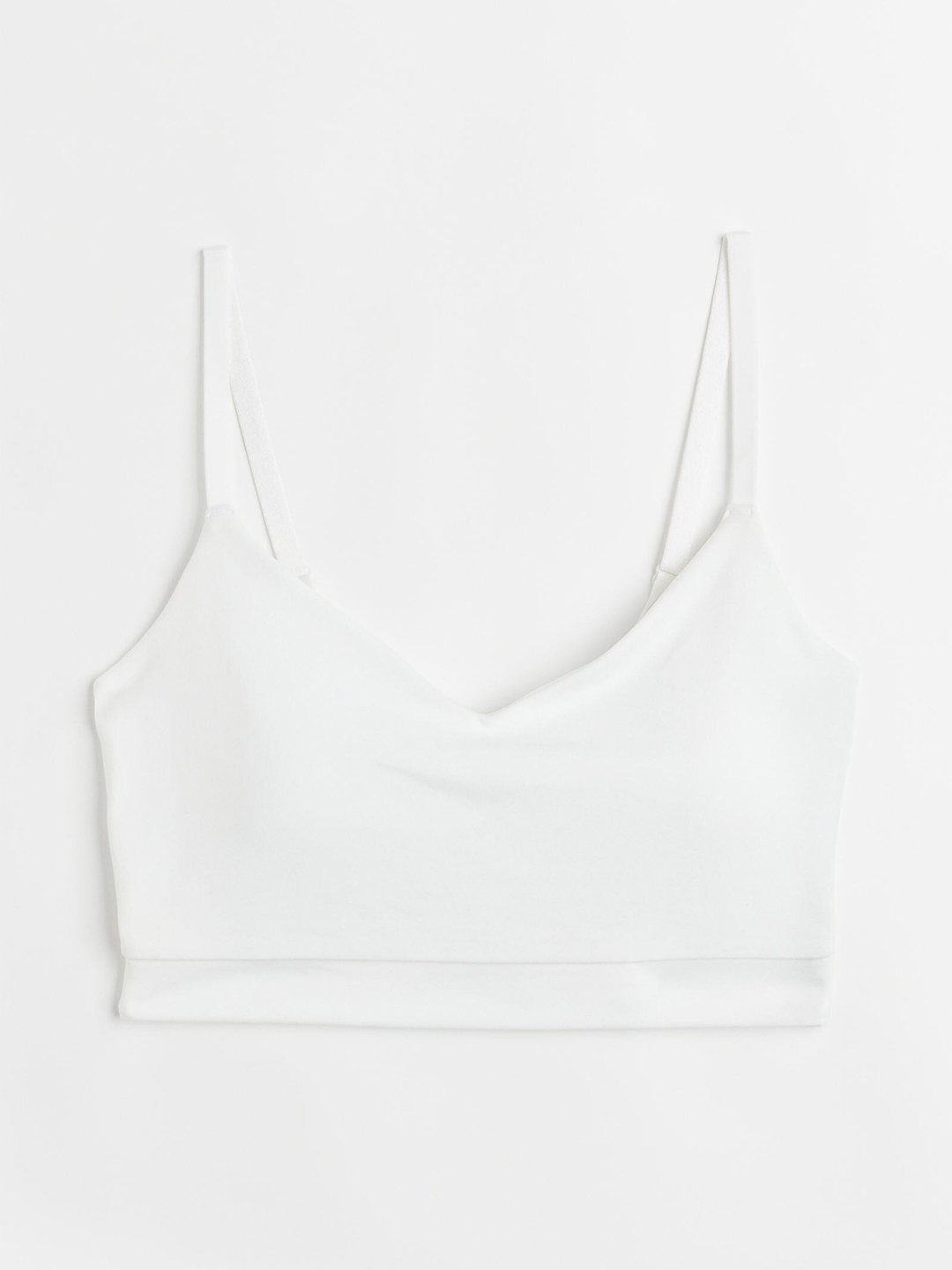 

H&M White Solid Super Soft Light Support Sports Bra1014480007