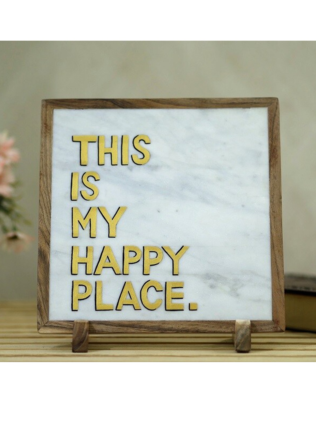 

POSH-N-PLUSH White This is My Happy Place Marble Showpiece