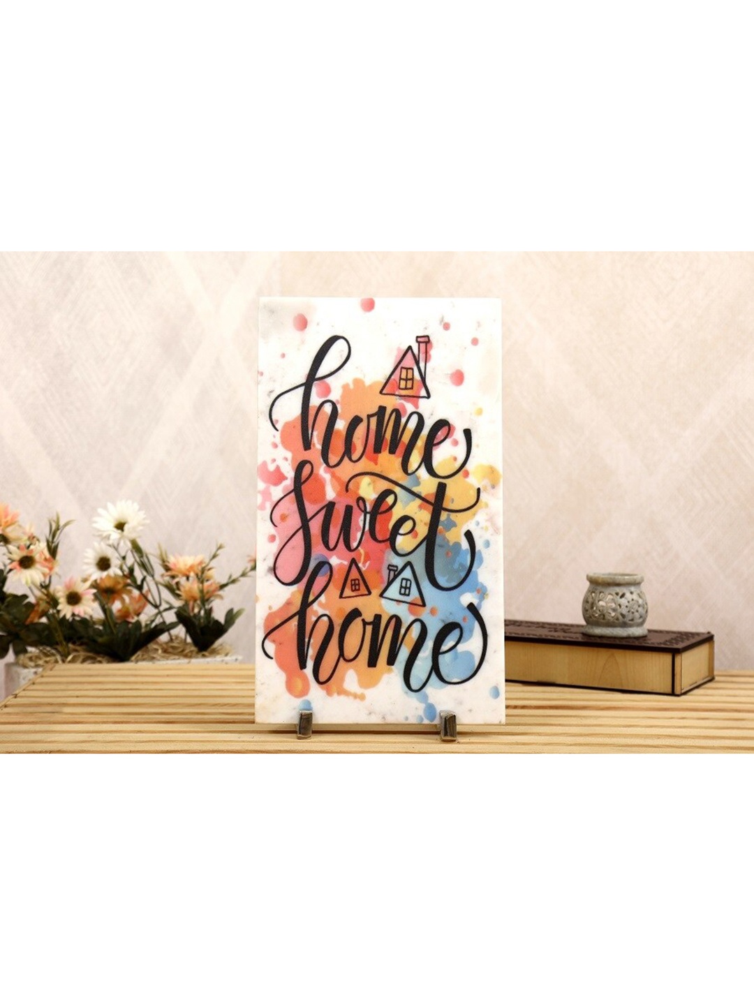 

POSH-N-PLUSH White & Black Home Sweet Home Marble Showpiece
