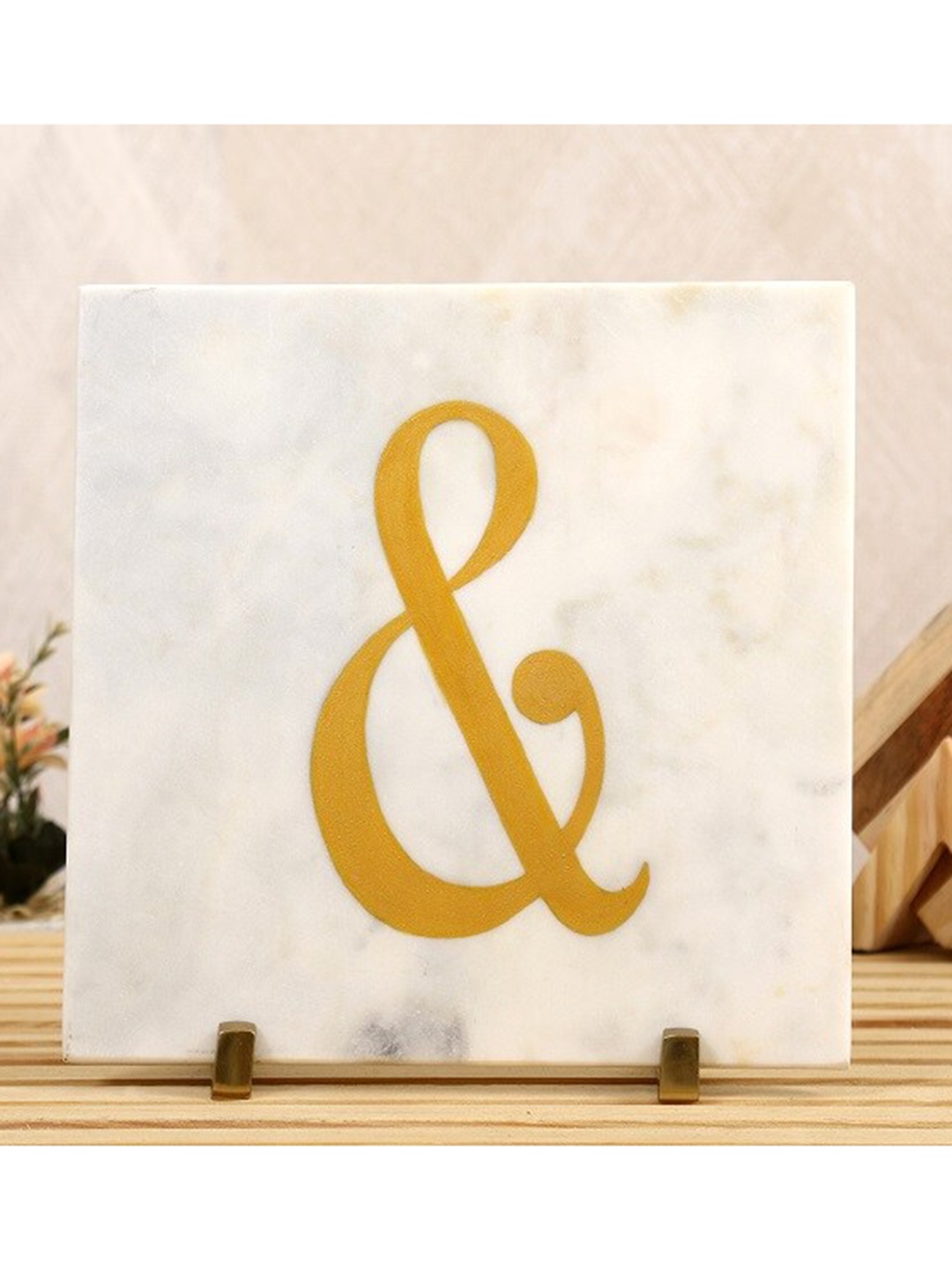 

POSH-N-PLUSH White & Gold-Coloured & Marble Showpiece