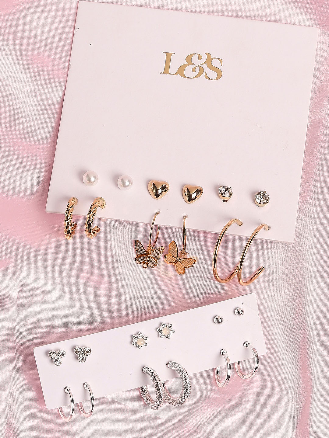 

Lilly & sparkle Pack Of 6 Gold-Toned Contemporary Studs Earrings