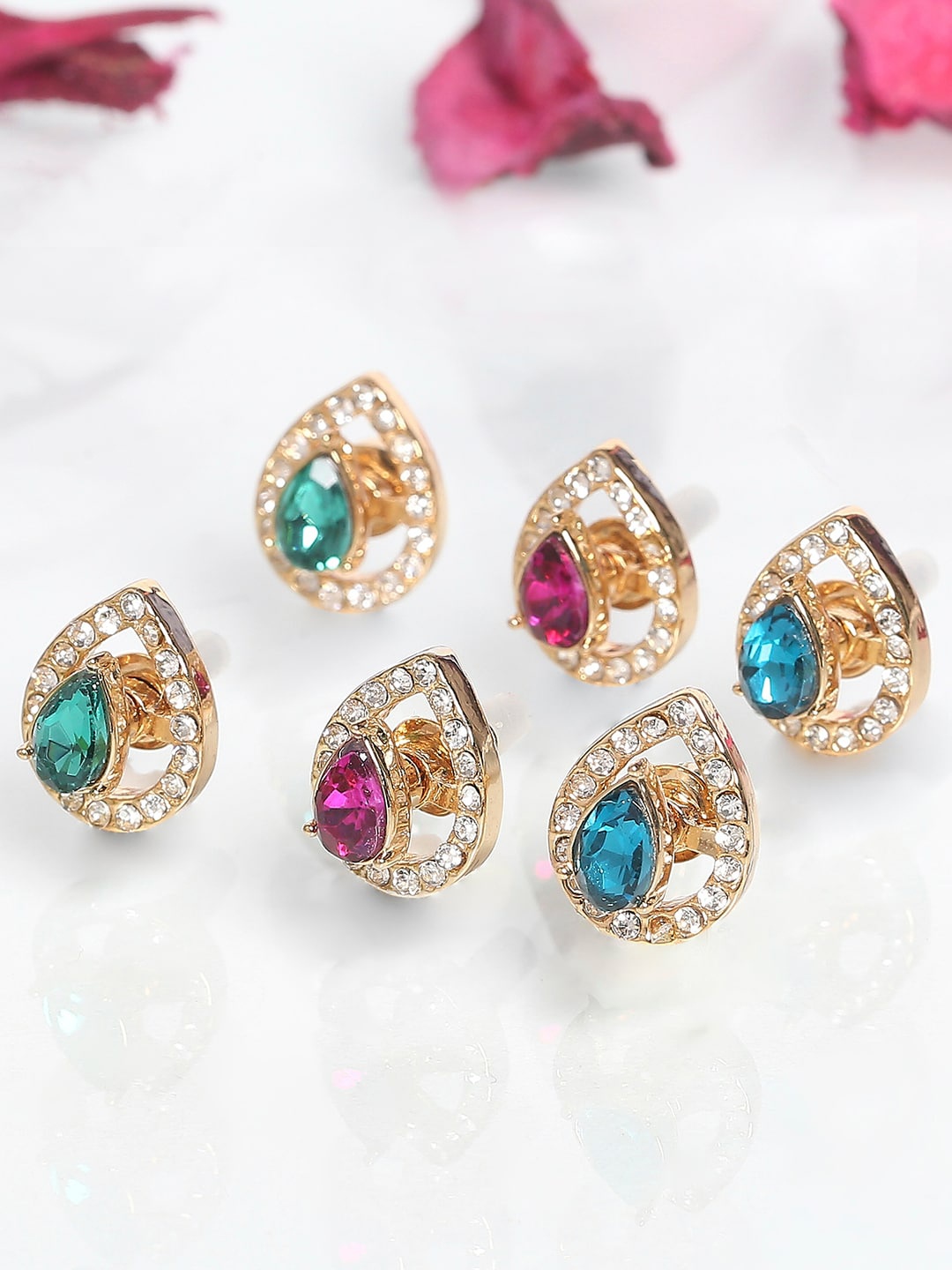 

Lilly & sparkle Pack Of 3 Contemporary Studs Earrings, Green