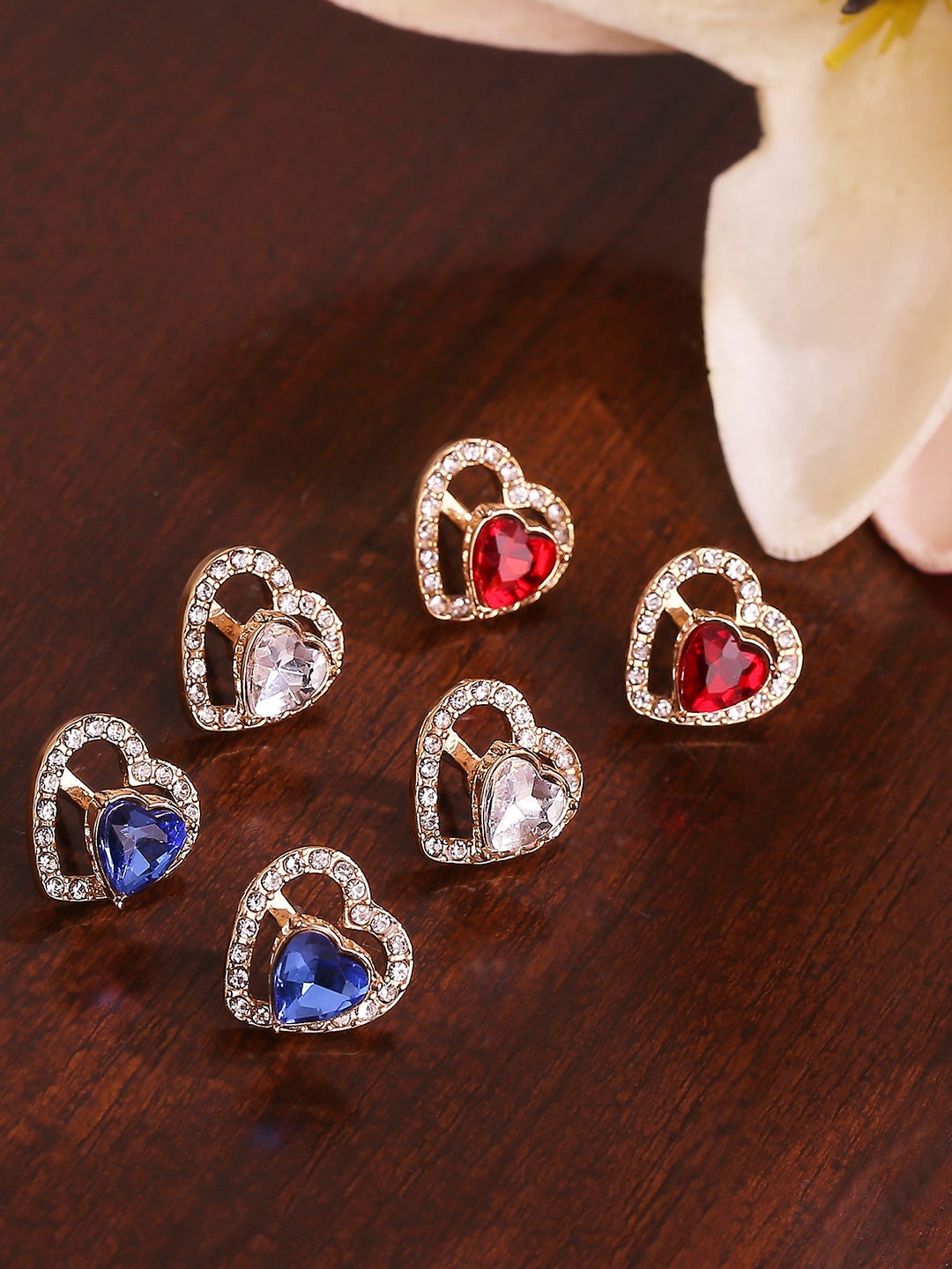 

Lilly & sparkle Pack Of 3 Heart Shaped Studs Earrings, Blue