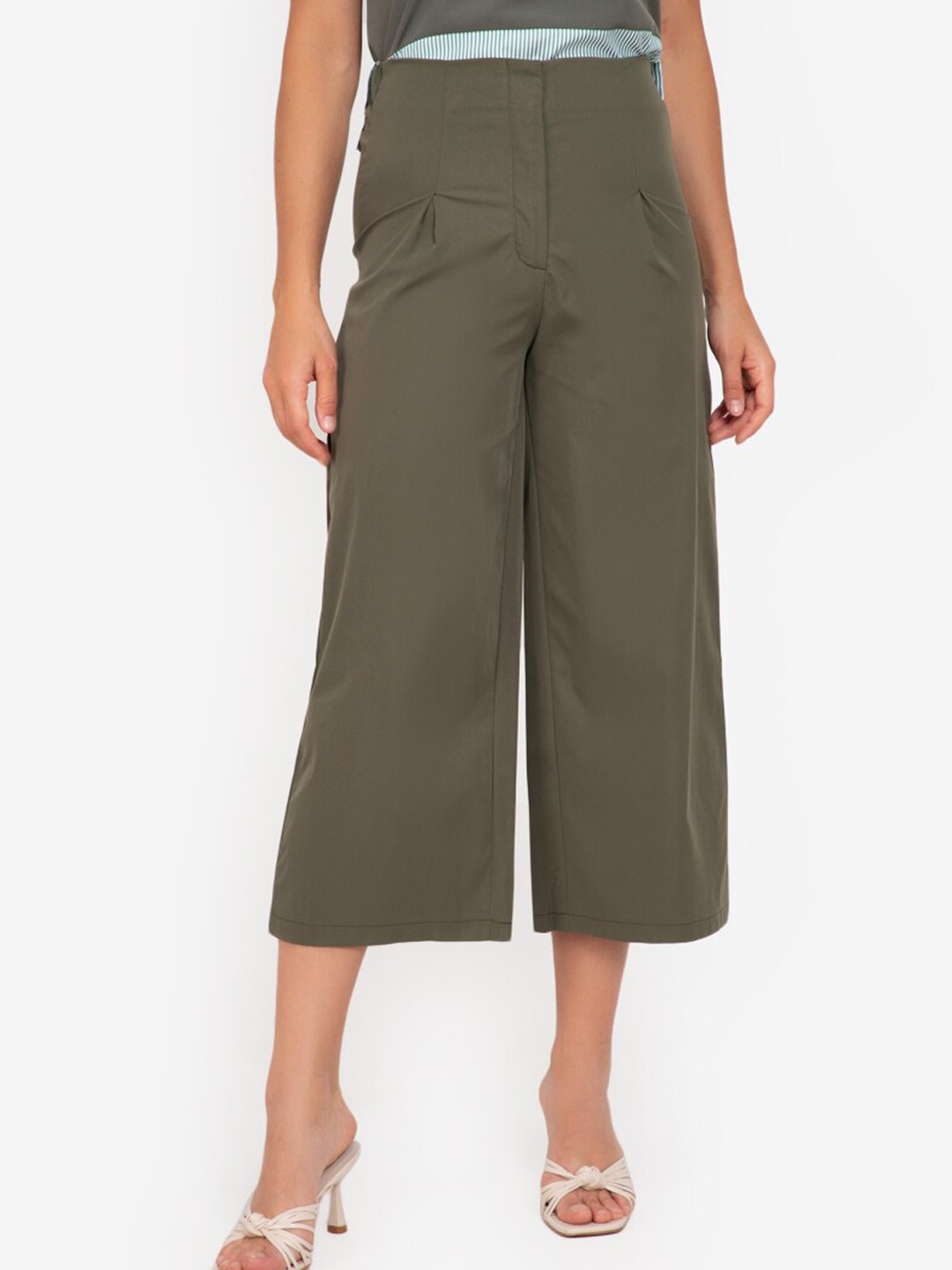 

ZALORA WORK Women Green Pleated Trousers