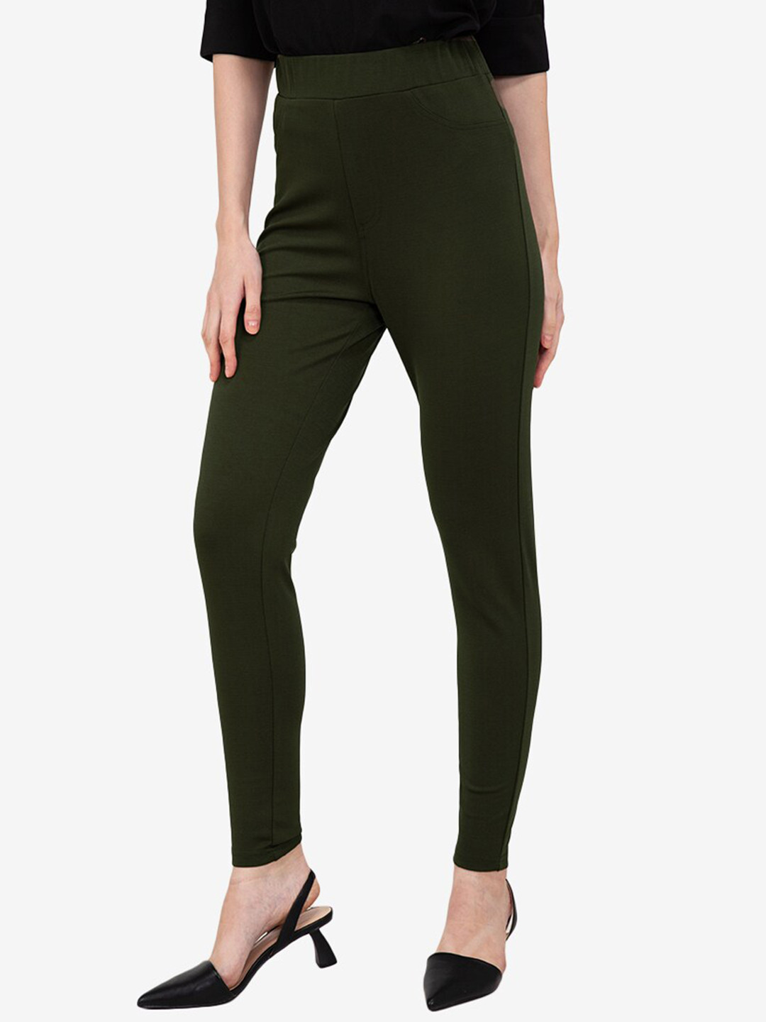 

ZALORA WORK Women Regular Fit Full Length Jeggings, Olive