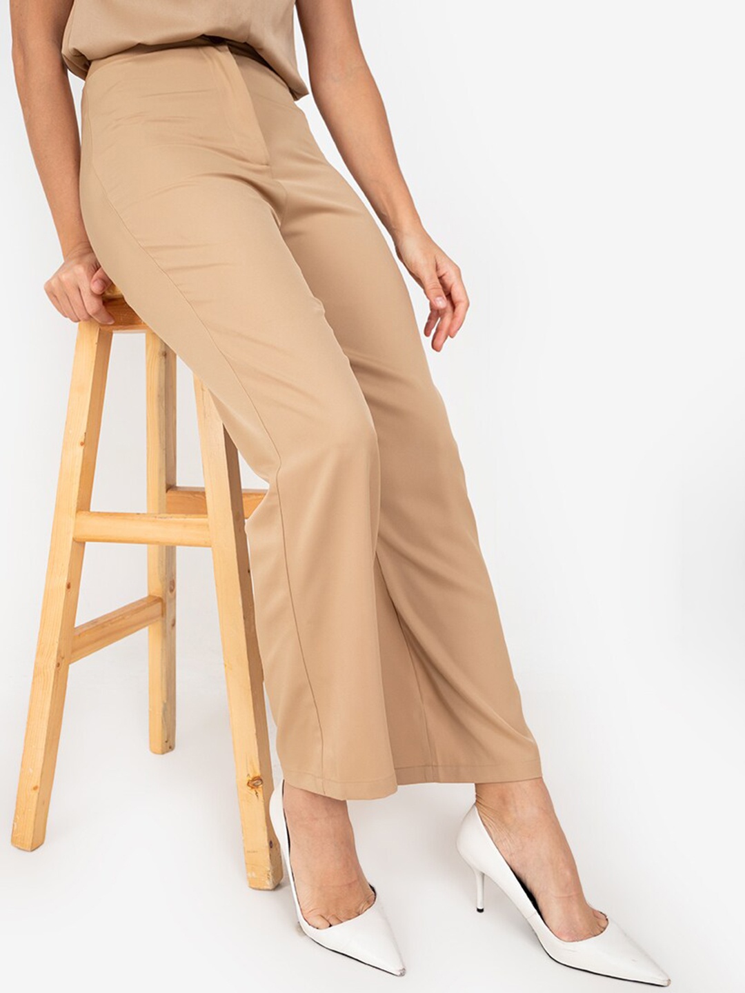 

ZALORA WORK Women Beige Straight Fit Regular Trousers