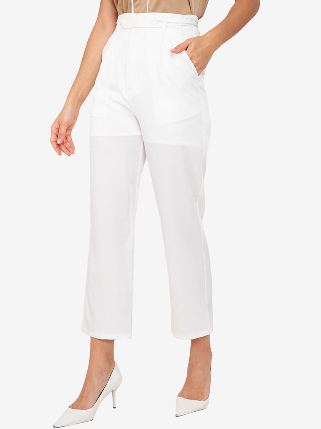 

ZALORA WORK Women White Trousers