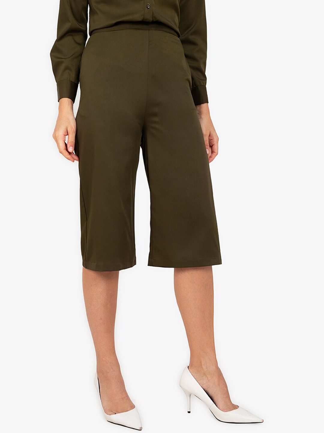 

ZALORA WORK Women Green Straight Fit Culottes Trousers