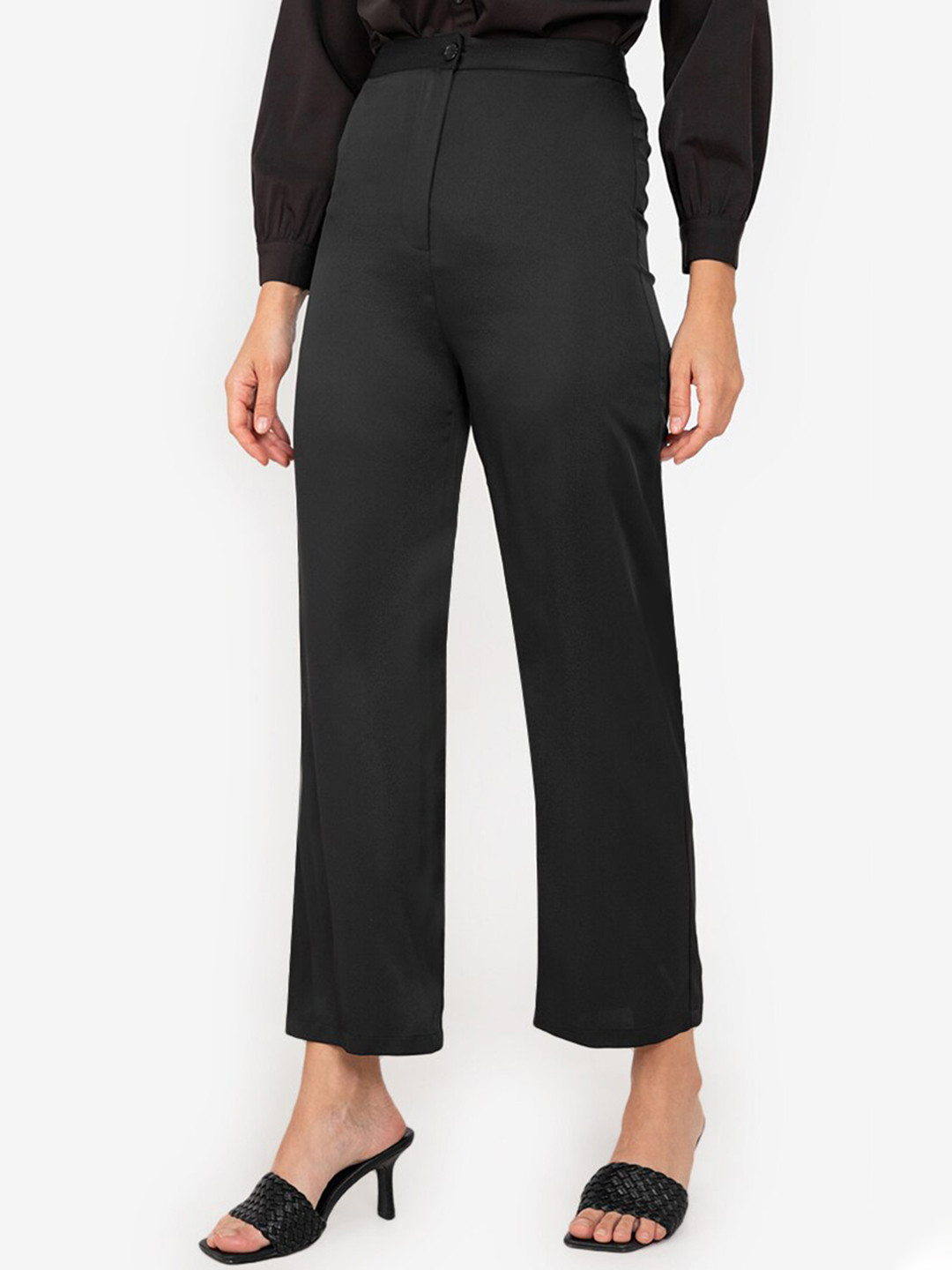 

ZALORA WORK Women Black Straight Fit Trousers