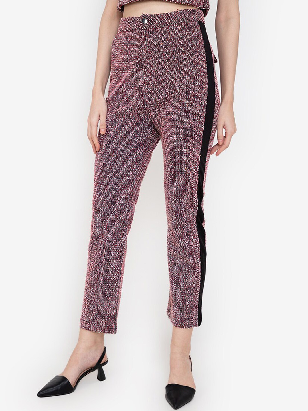 

ZALORA WORK Women Multicoloured Printed Pleated Trousers, Multi