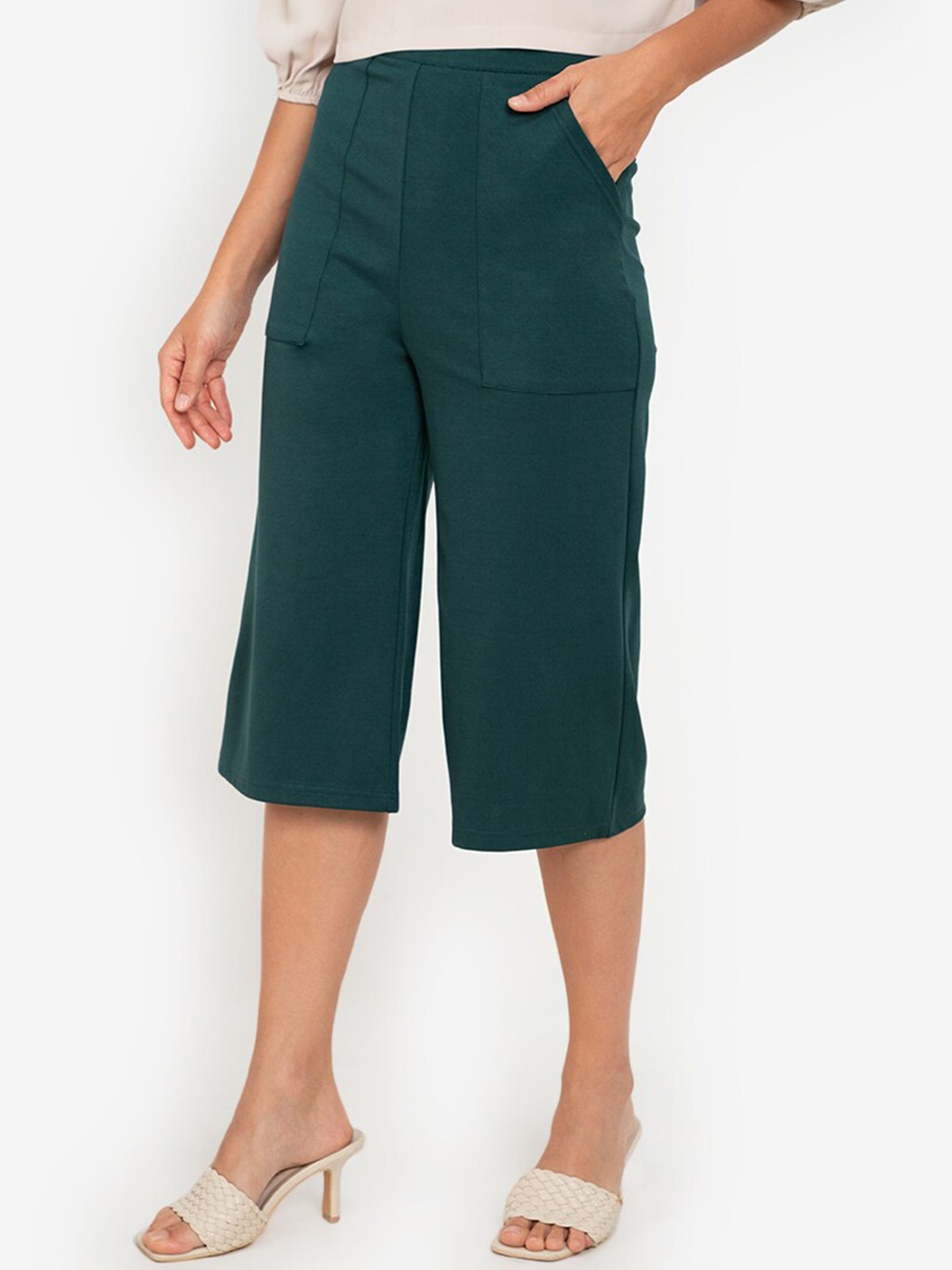 

ZALORA WORK Women Green Straight Fit Culottes Formal Trousers