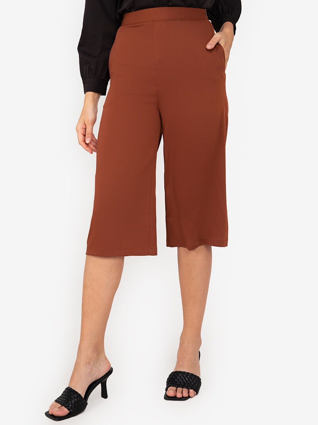 

ZALORA WORK Women Brown Straight Fit Culottes Formal Trousers