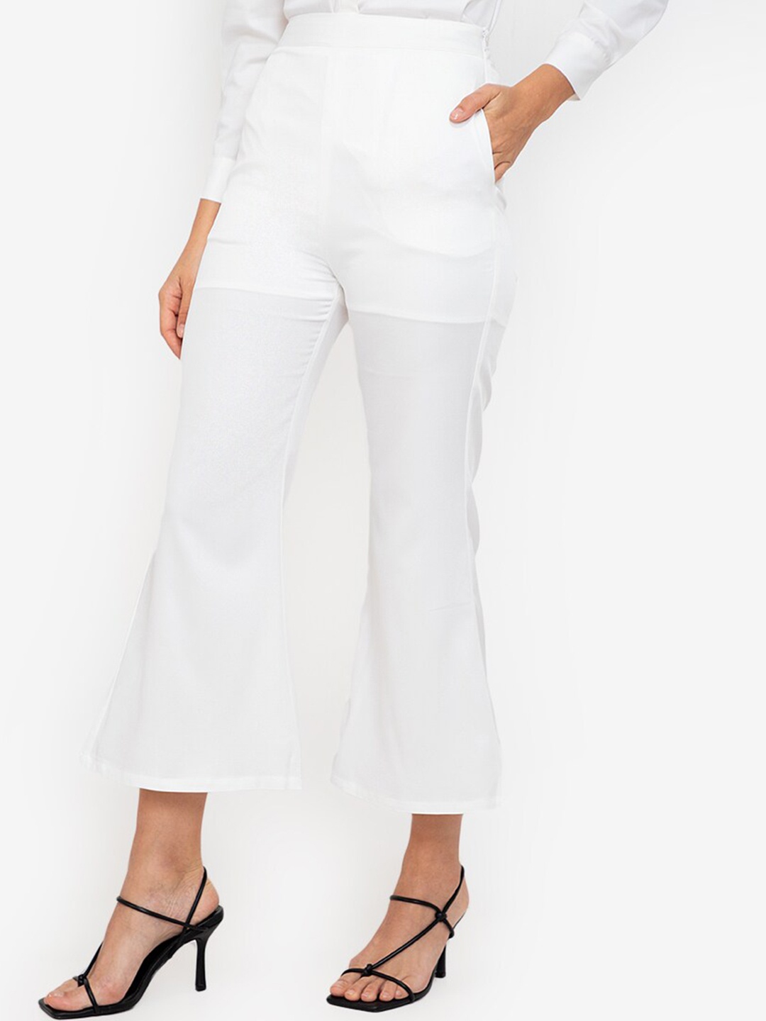 

ZALORA WORK Women White High-Rise Bootcut Trousers