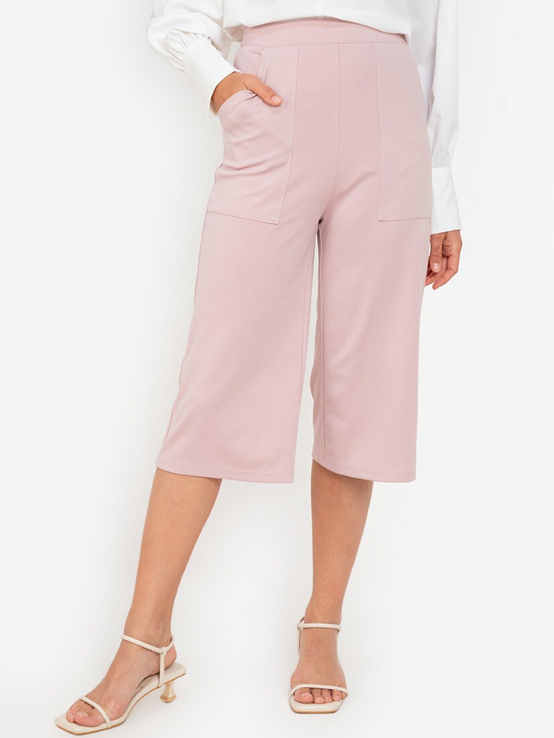 

ZALORA WORK Women Pink Straight Fit Culottes Trousers