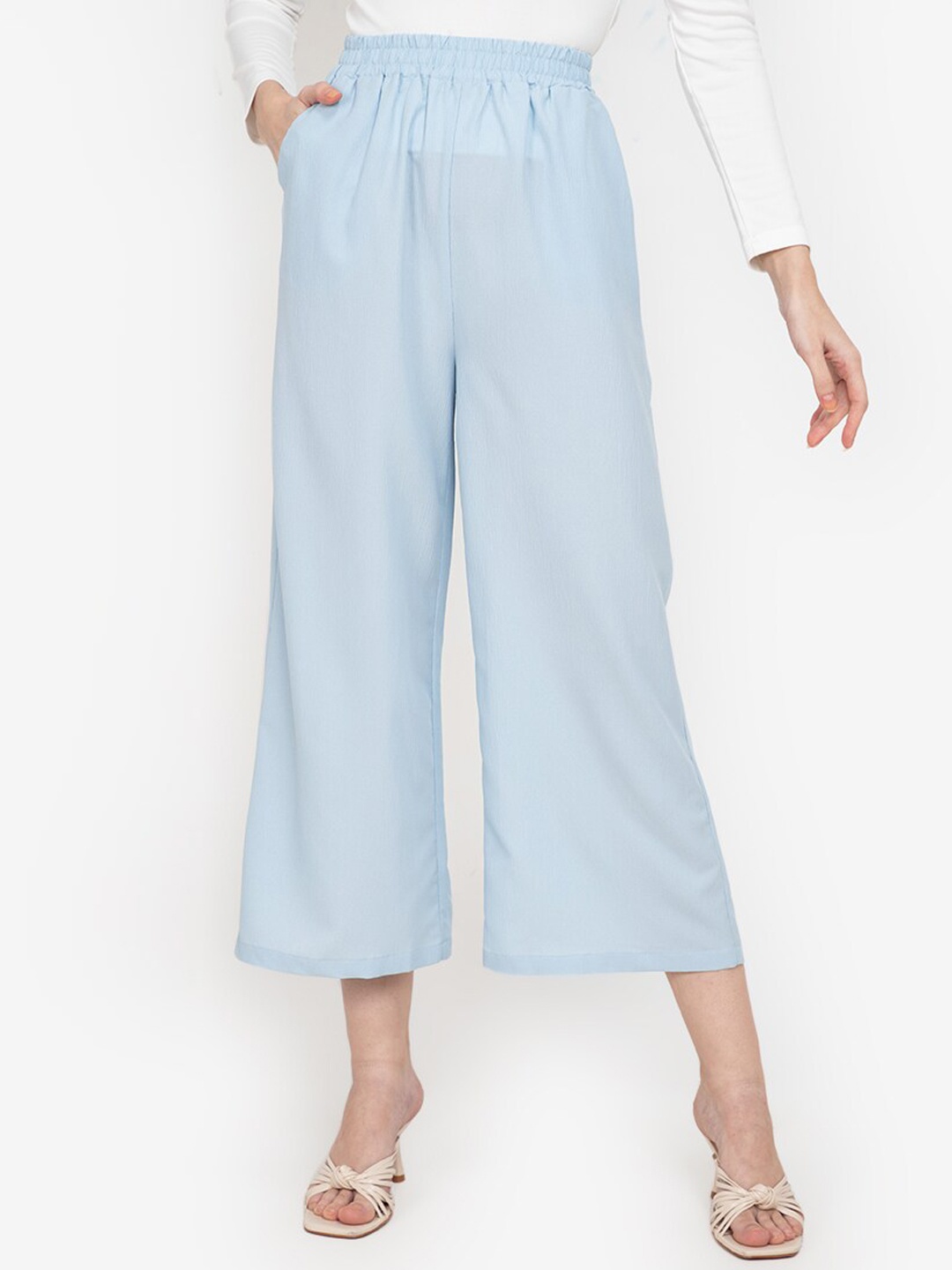 

ZALORA WORK Women Blue Regular Fit Solid Culottes Trousers