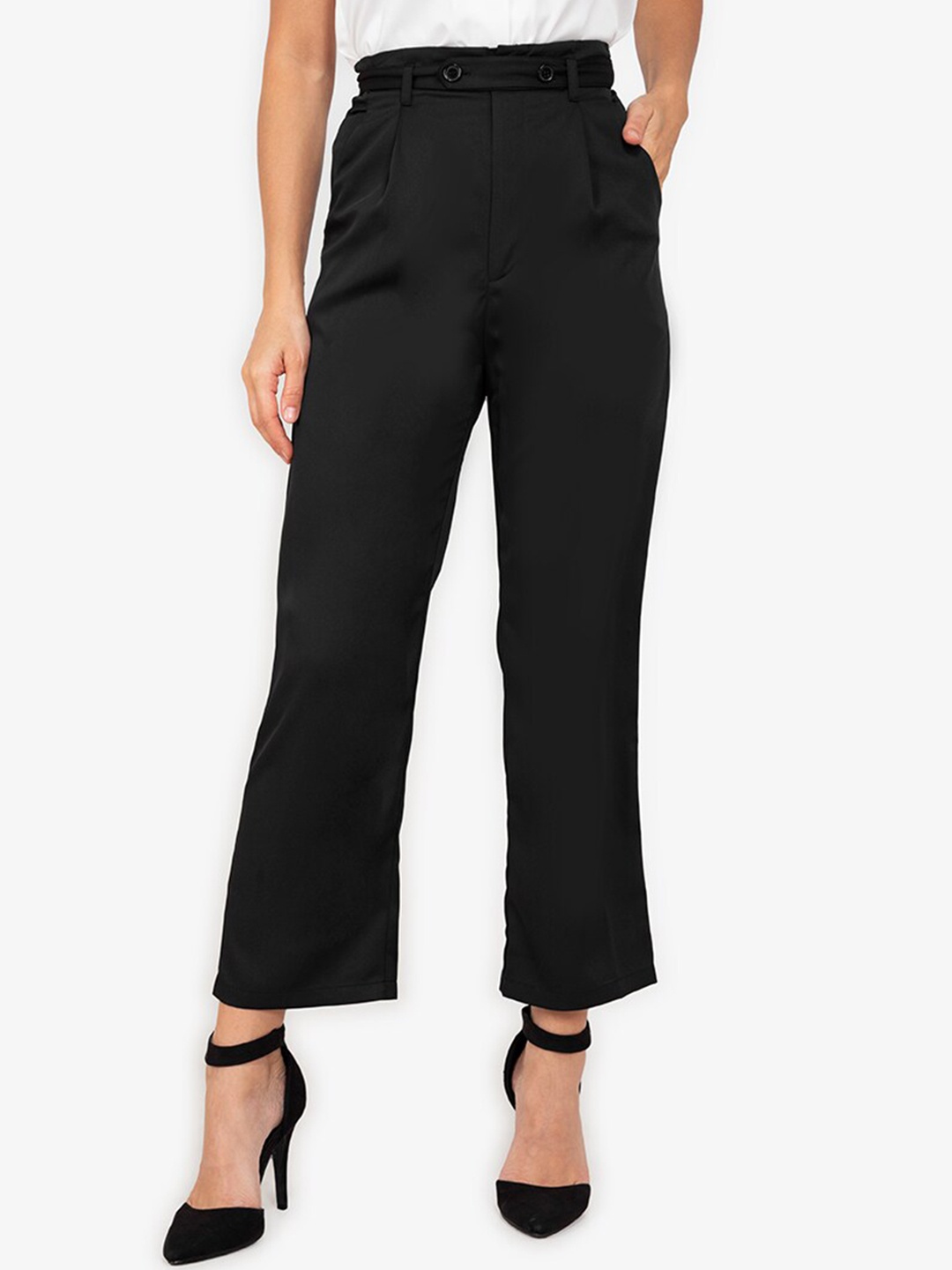 

ZALORA WORK Women Black Pleated Trousers