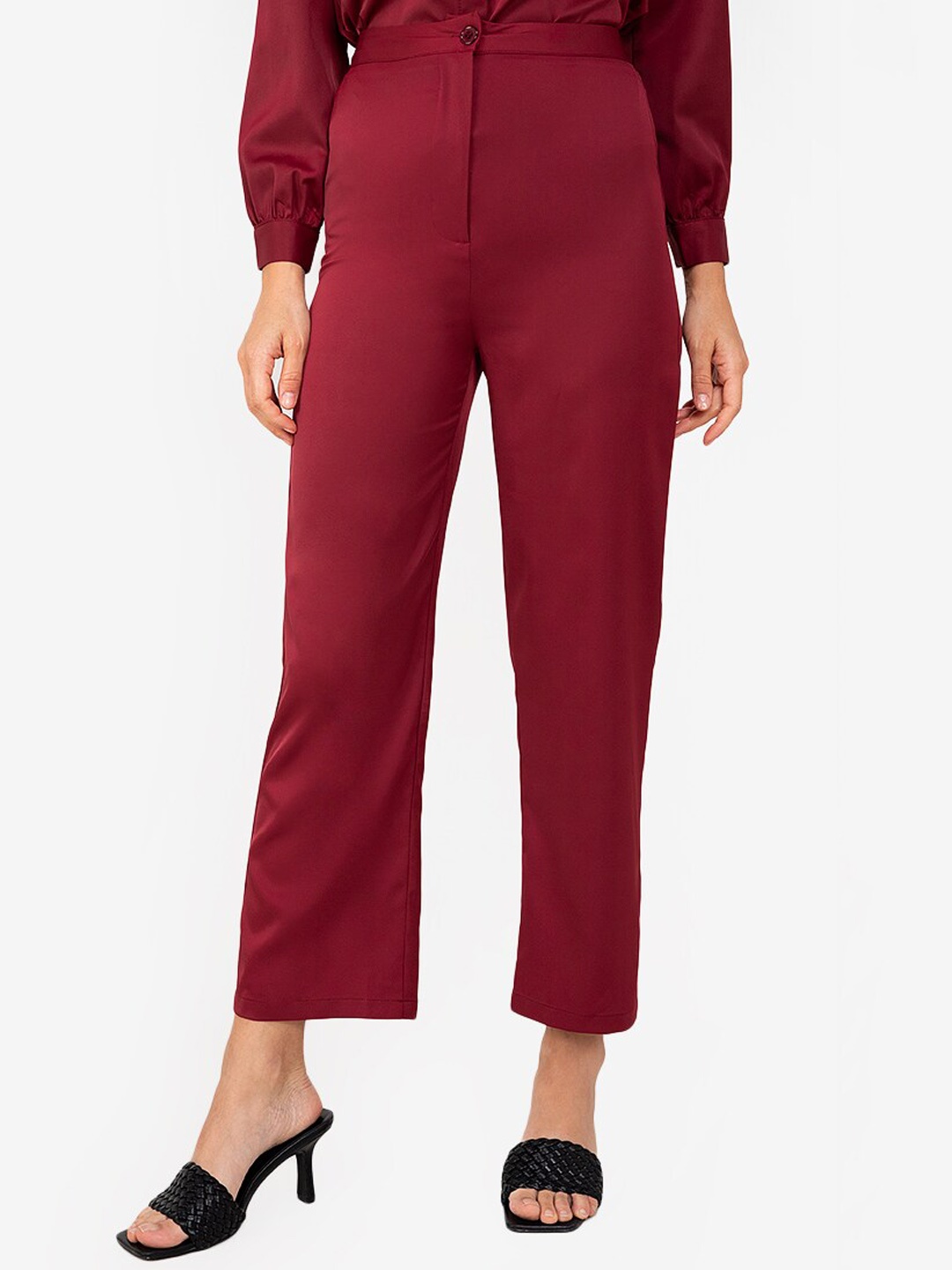 

ZALORA WORK Women Red Straight Fit Trousers