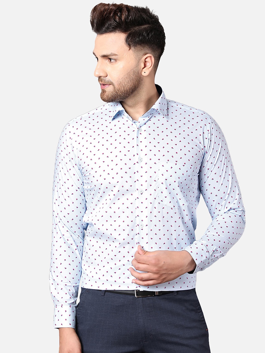 

Callino London Men Blue Regular Fit Floral Printed Formal Shirt