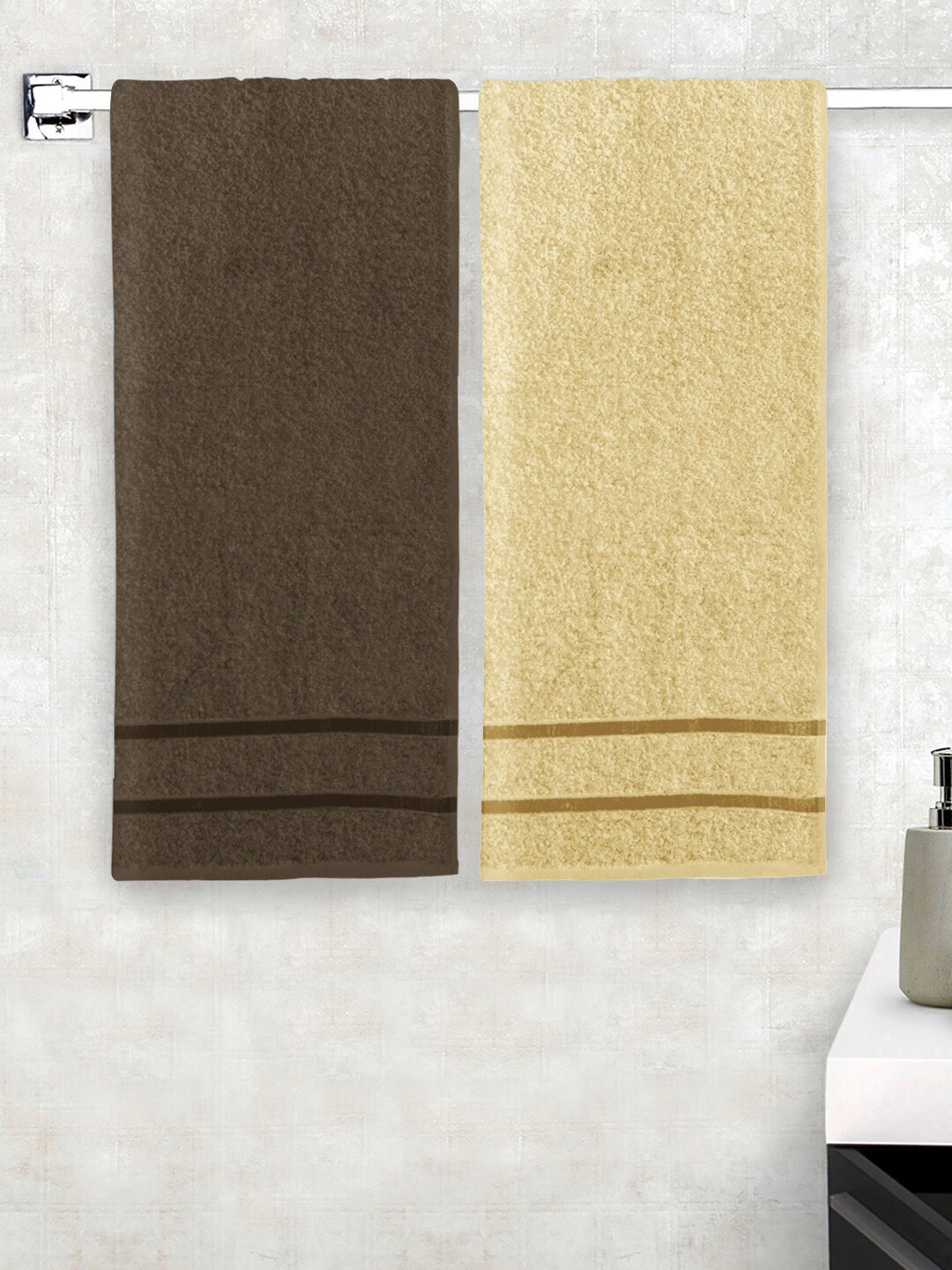 

Story@home Set of 2 450GSM Solid Pure Cotton Bath Towel, Beige