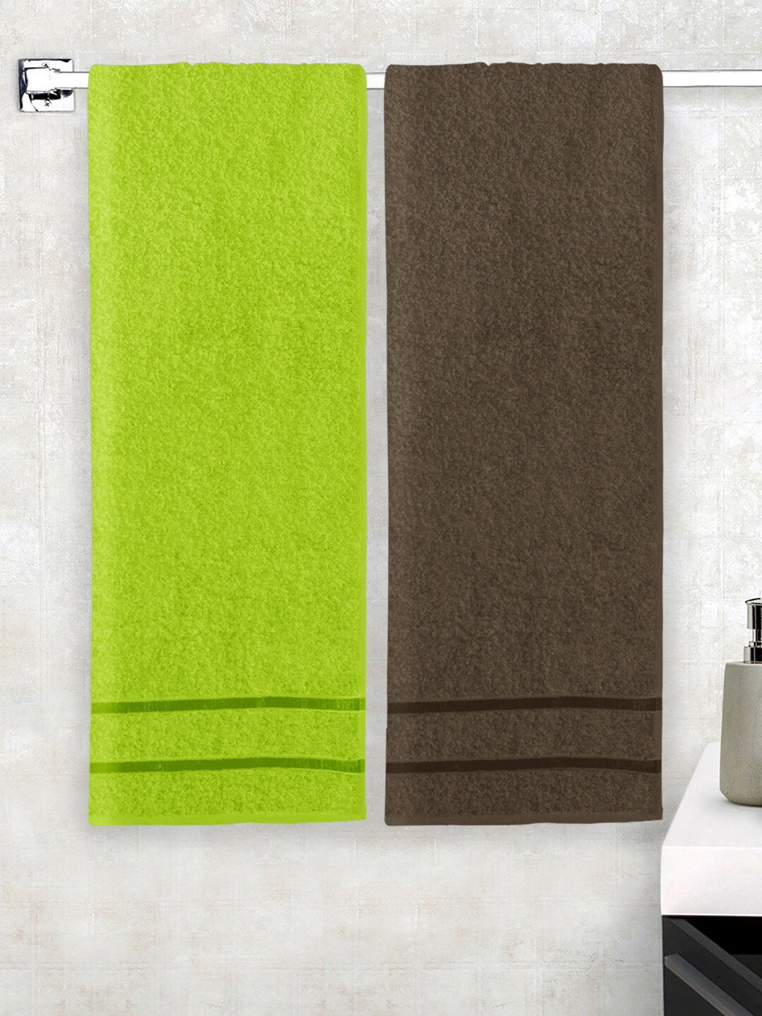 

Story@home Set of 2 450 GSM Pure Cotton Bath Towels, Brown