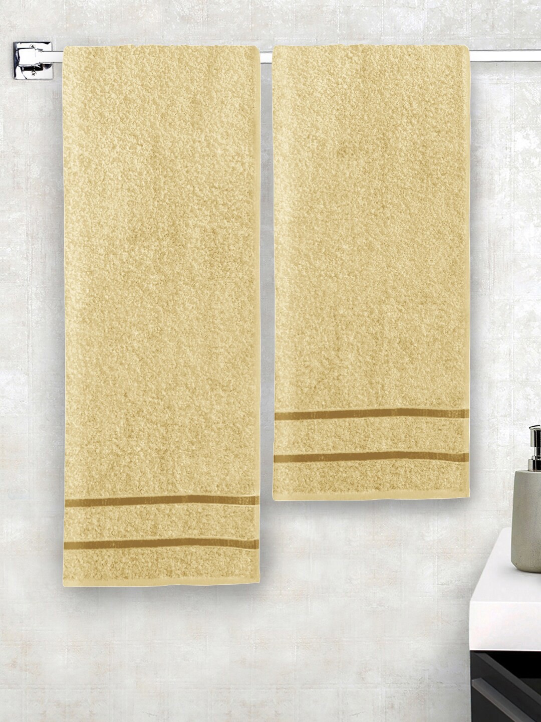 

Story@home Unisex Beige Set of 2 Solid 450 GSM Cotton Bath Towels