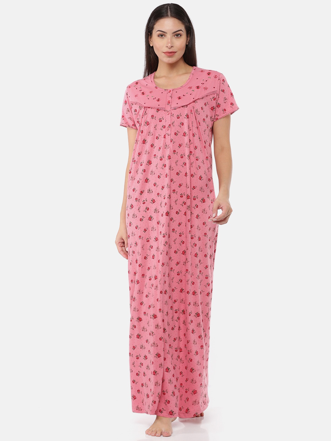 

9shines Label Pink Printed Maxi Nightdress