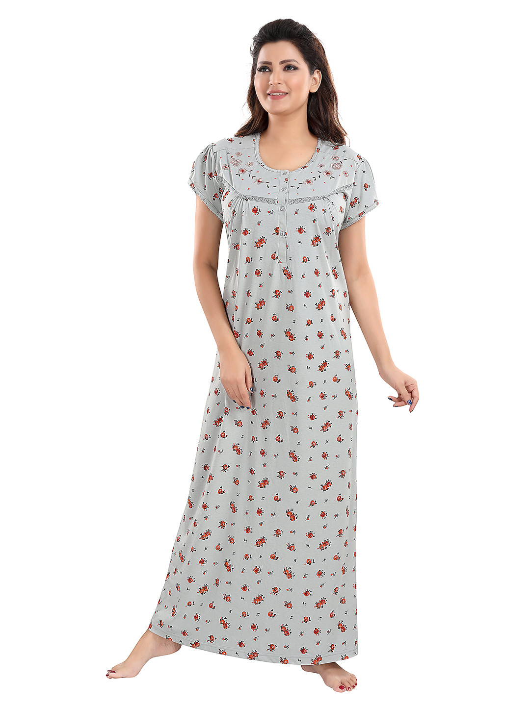 

9shines Label Grey Printed Maxi Nightdress