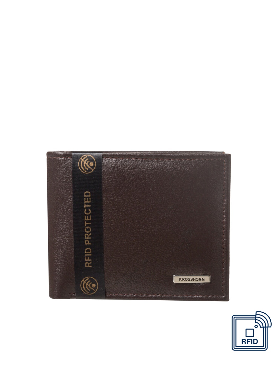 

Krosshorn Men Brown Textured Two Fold Wallet