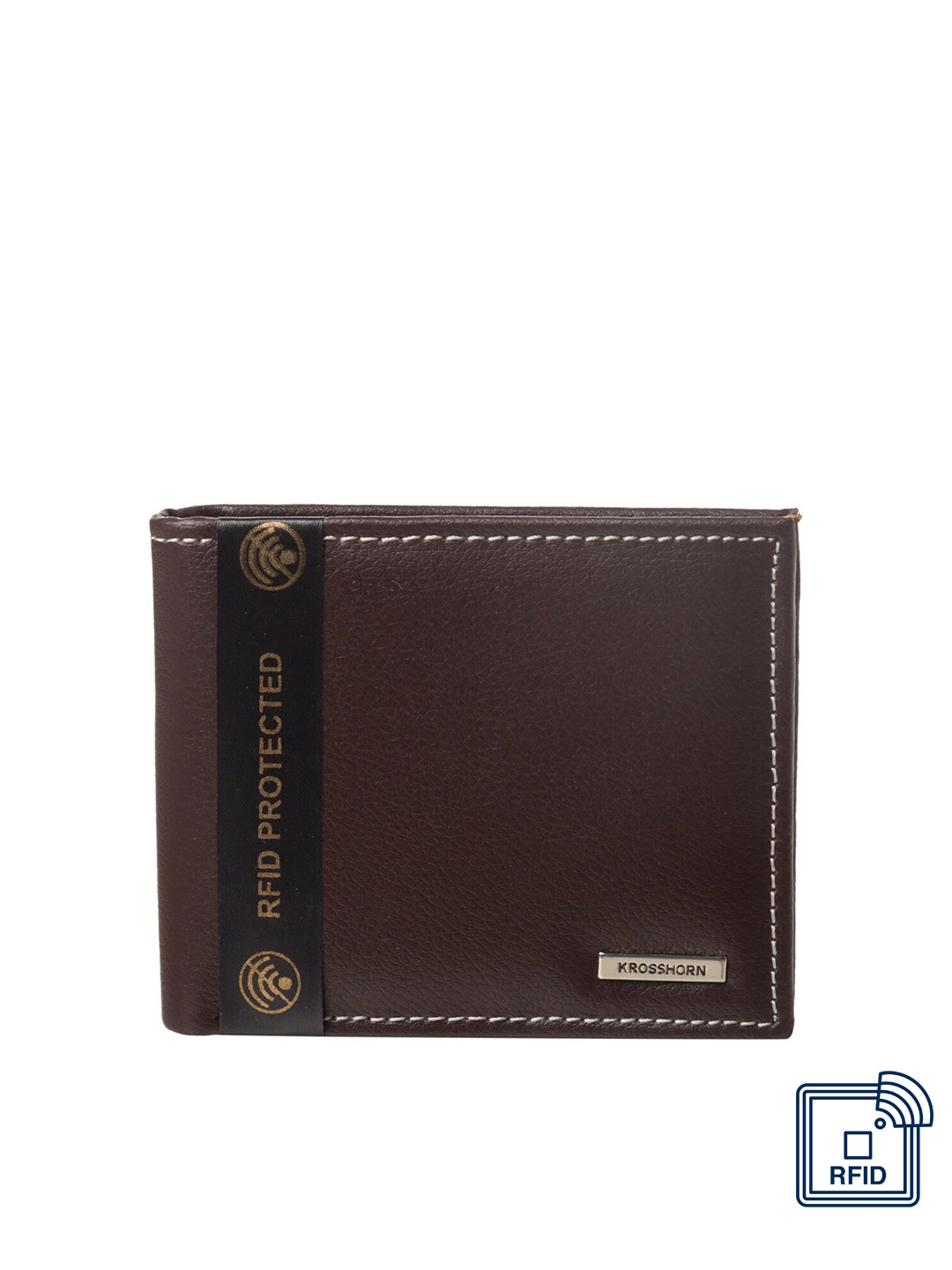 

Krosshorn Men Brown RFID Two Fold Wallet