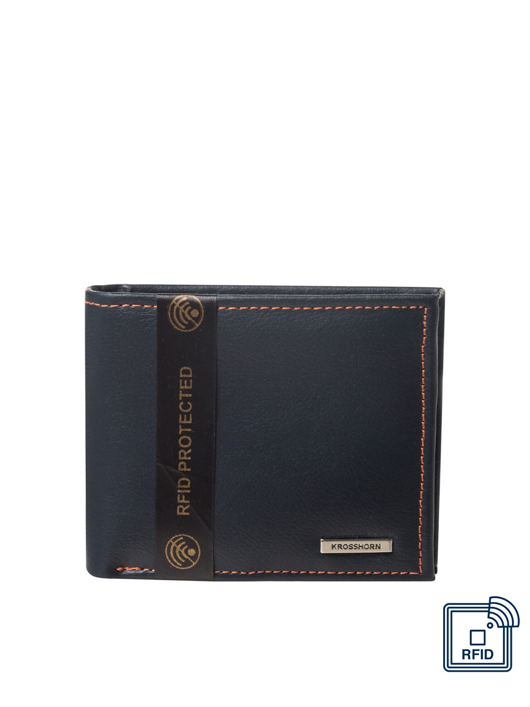 

Krosshorn Men Blue Embellished Two Fold Wallet