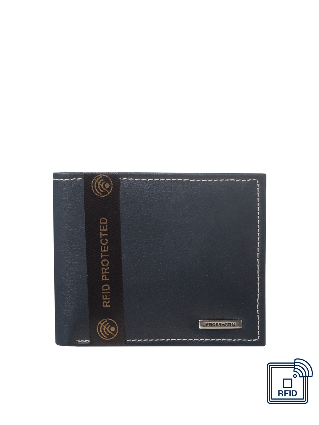 

Krosshorn Men Blue Solid Two Fold Wallet