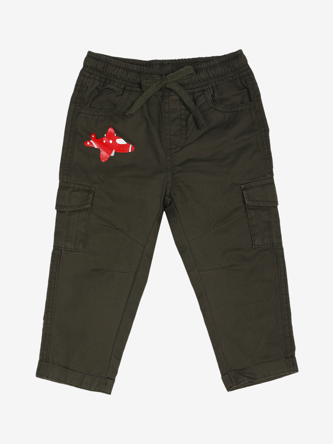 

Donuts Boys Olive Green Graphic Printed Cotton Track Pants