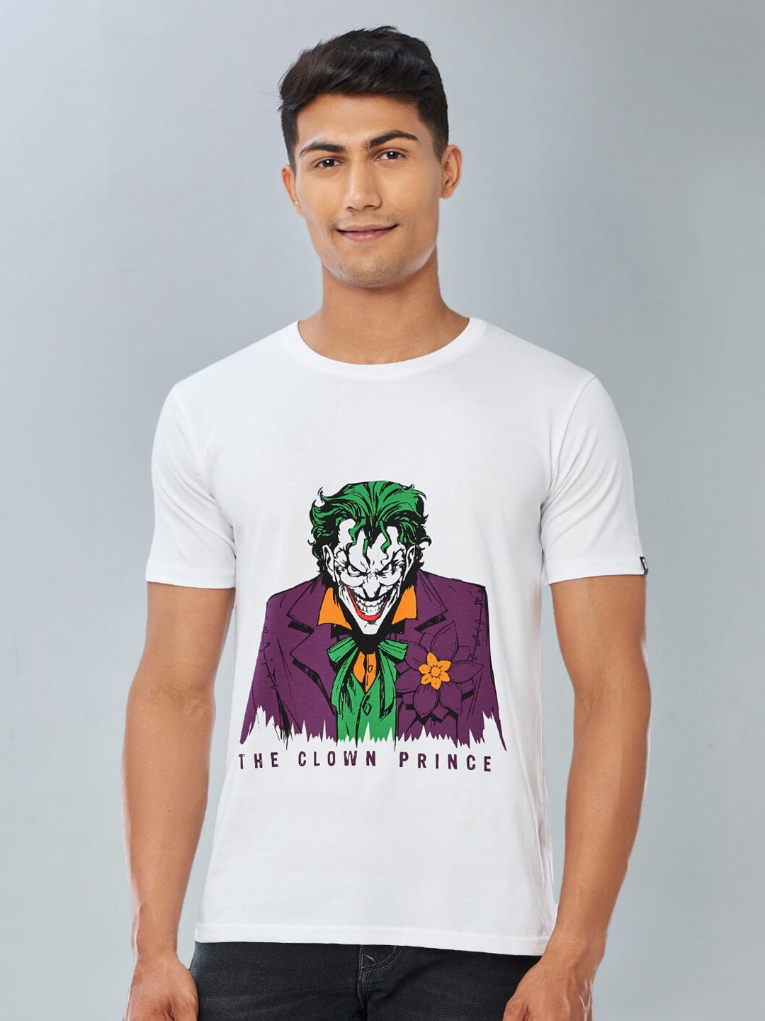 

The Souled Store Men White Joker Printed Pure Cotton T-shirt