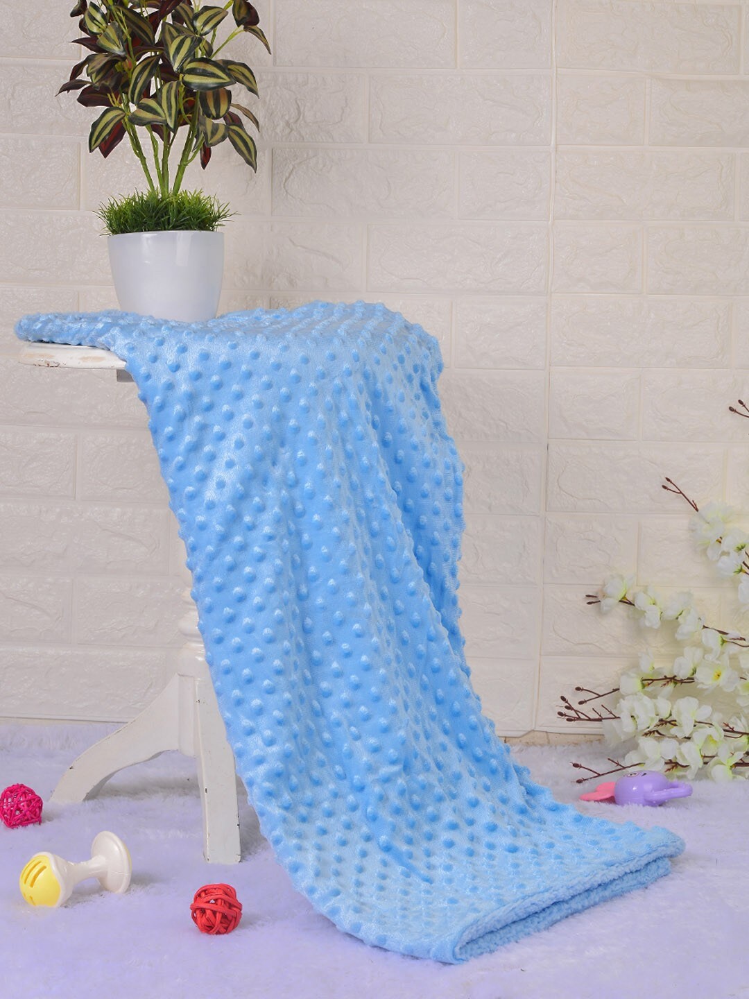 

POPLINS Blue Fleece AC Room 300 GSM Single Bed Blanket