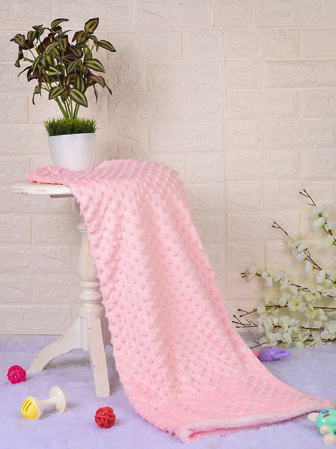 

POPLINS Pink Fleece AC Room 300 GSM Fleece Single Bed Blanket