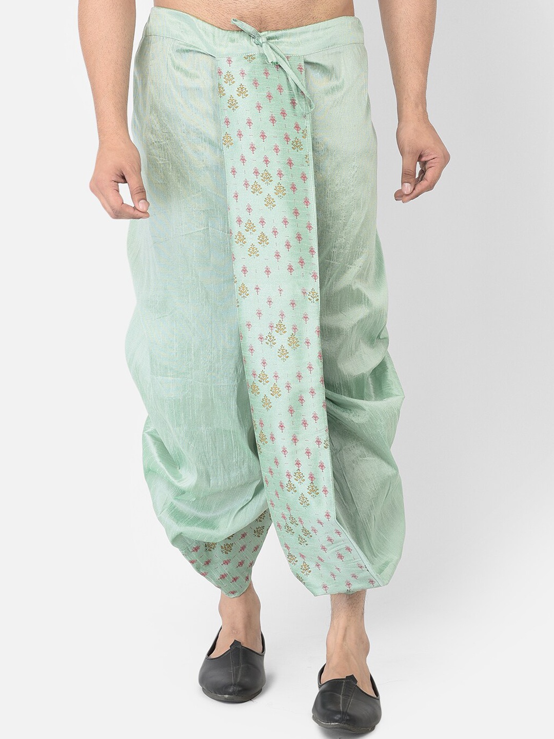 

DEYANN Men Green & Pink Printed Silk Dupion Silk Dhoti Pants