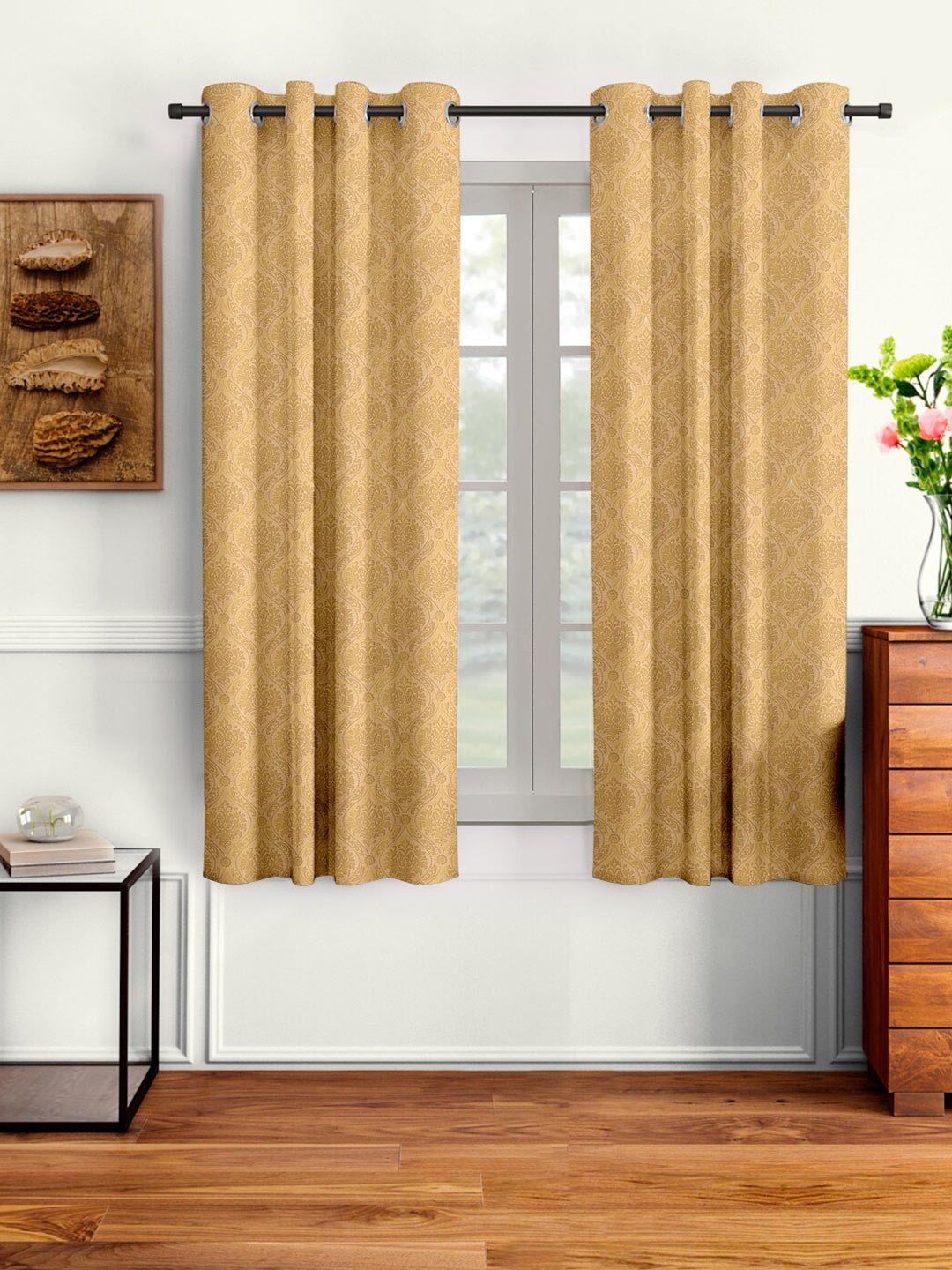 

Cortina Beige Set of 2 Ethnic Motifs Window Curtains
