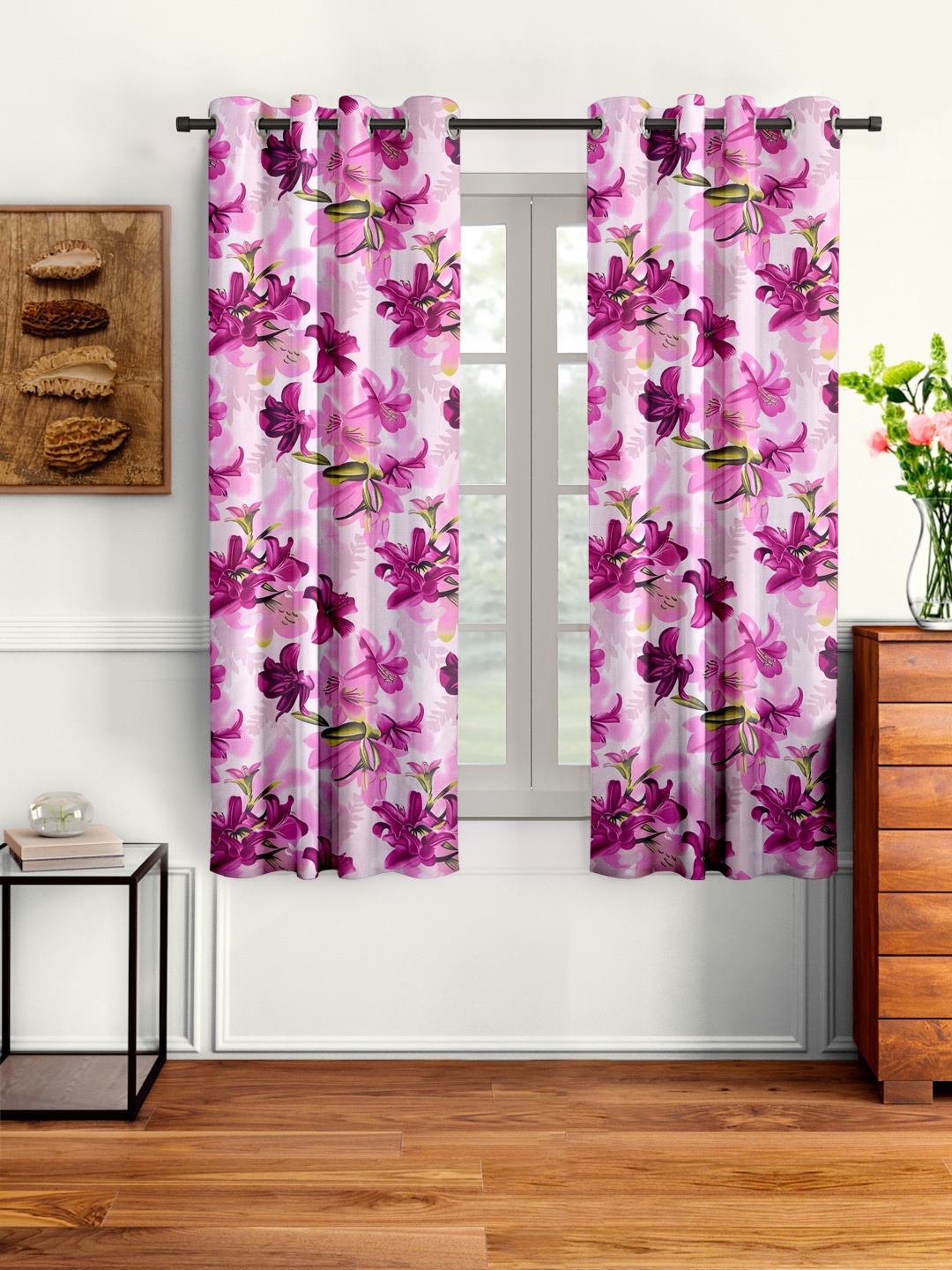 

Cortina Pink & Green Set of 2 Floral Window Curtain