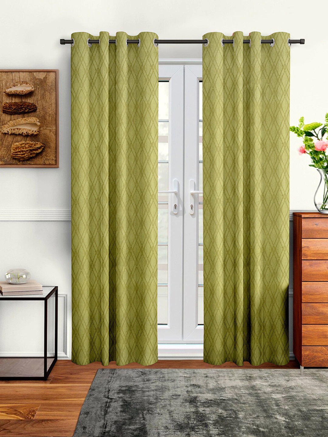 

Cortina Green Set of 2 Printed Long Door Curtain