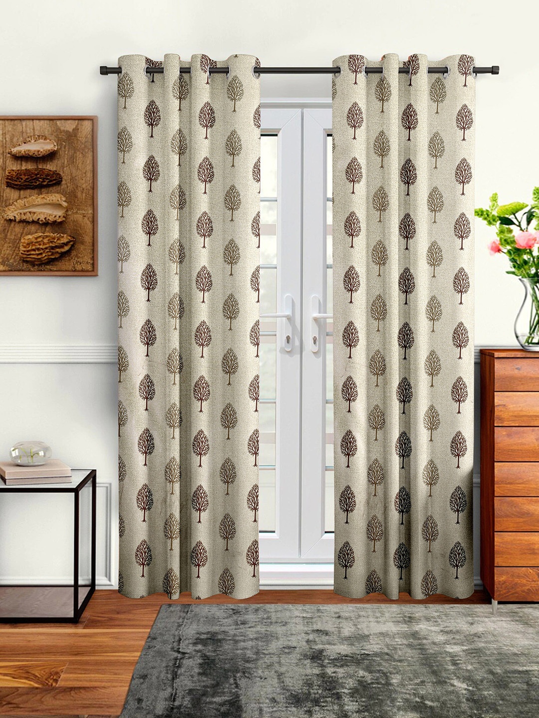 

Cortina Beige & Yellow Set of 2 Ethnic Motifs Long Door Curtains