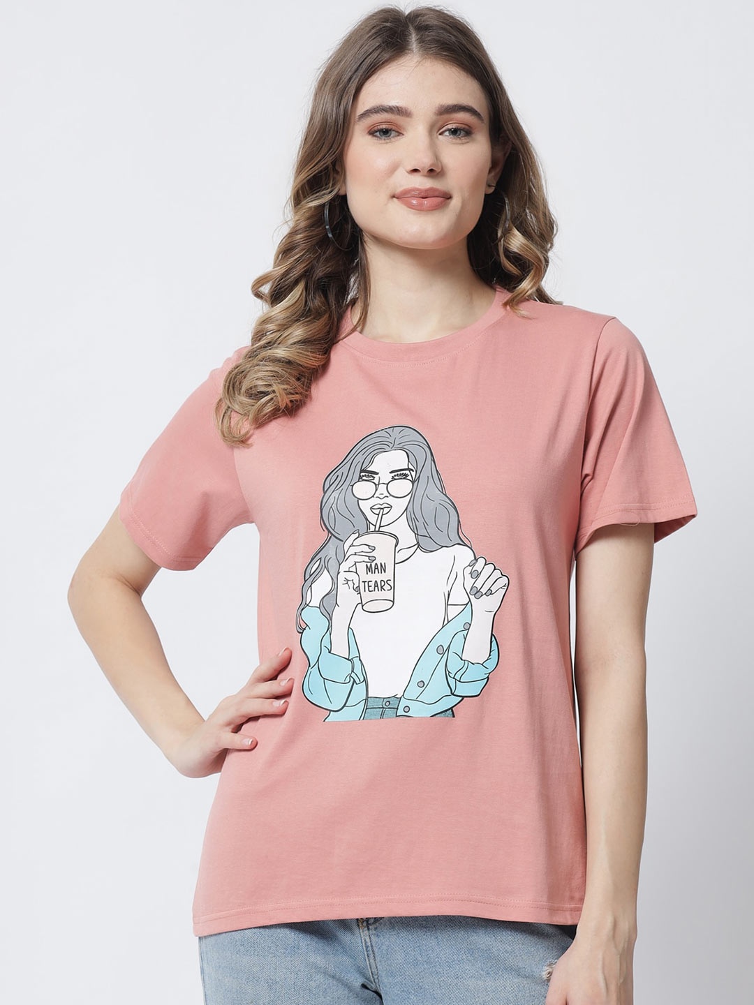 The Dry State Women Rose Printed Oversized Cotton T-shirt